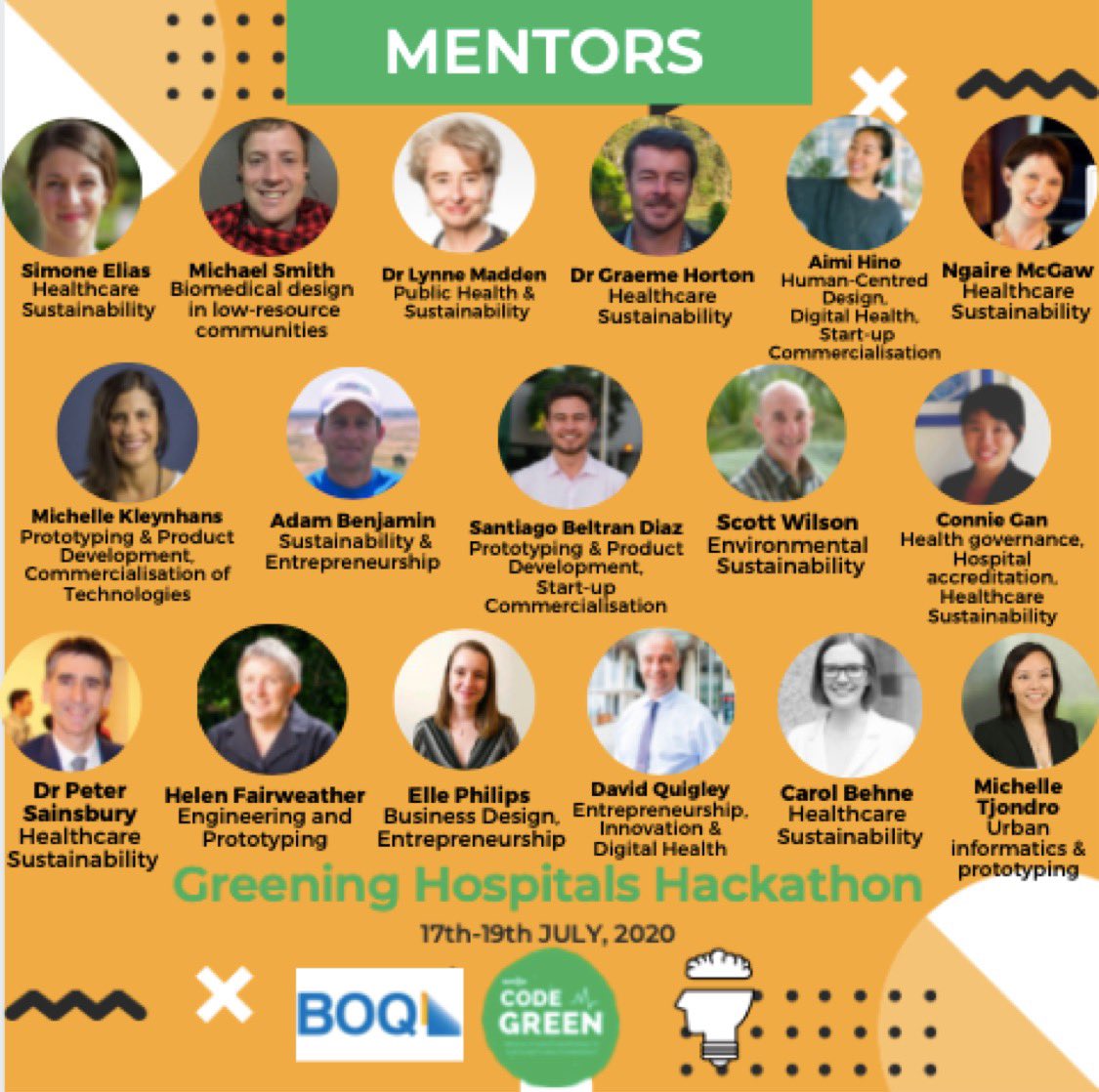 amsacodegreen's tweet photo. MEET OUR GREENING HOSPITALS HACKATHON MENTORS!! 🌿🌿 We feel so fortunate to have such an incredible diverse range of leaders to share their knowledge and skills! #Climatechangeshealth https://t.co/nufEPezjFo