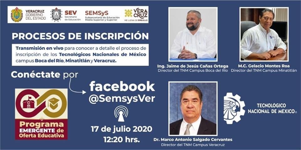 CItboca's tweet photo. No te pierdas la transmisión sobre el Proceso de Inscripción de nuestro instituto por parte del Ing. Jaime de Jesús Cañas Ortega, Director de nuestro campus Boca del Río #OrgulloITBoca #TodosSomosTecNM https://t.co/v0KWZFsuhn