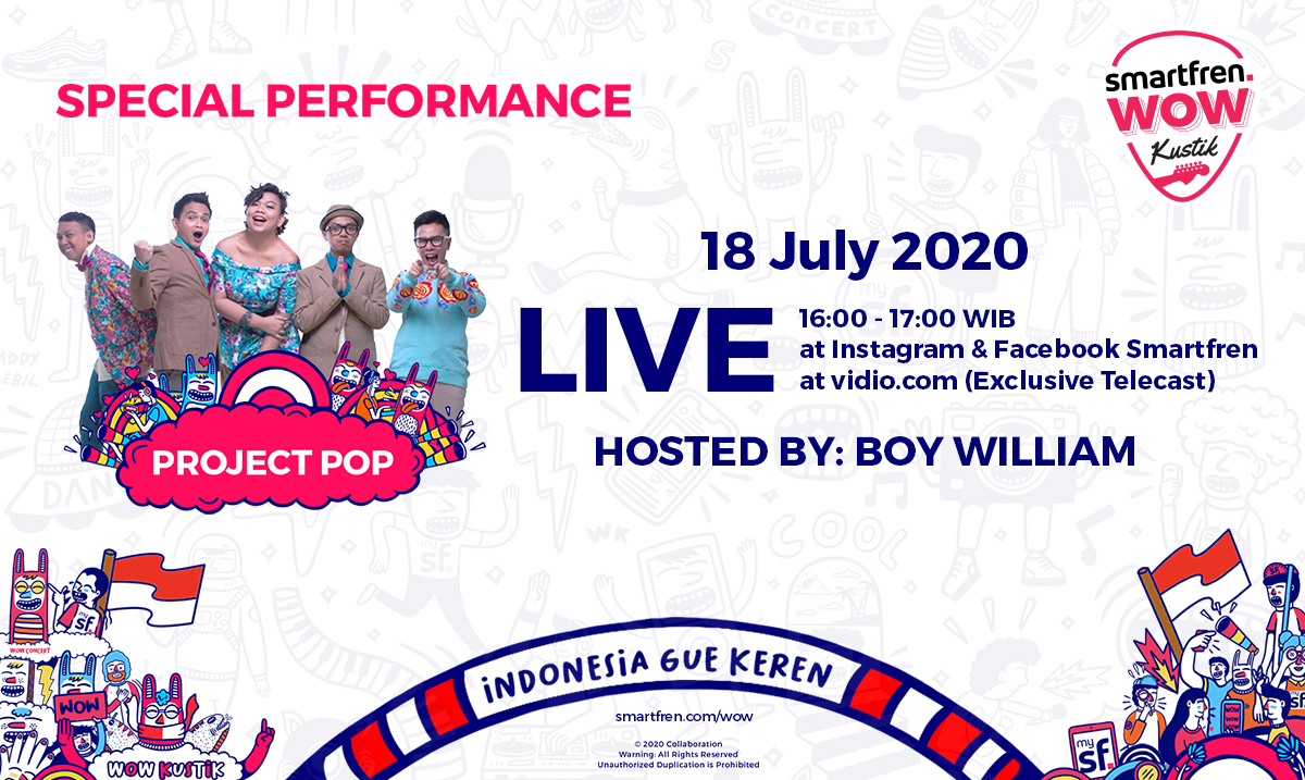 smartfrencare's tweet photo. Jadi makin ga sabar mau rikues langsung ke @projectpop di Smartfren #WOWkustik

Catet waktunya yah! 
Kita bakal live di Instagram &amp; Facebook Smartfren Sabtu 18 Juli 2020, Pukul 16.00 WIB.

Lagu favorit kamu dari Project Pop yang mana nih?

#smartfrenWOW #WOWconcert https://t.co/H4M4IABodA