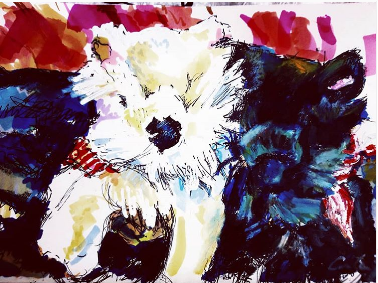 Gwenska's tweet photo. Brooklyn Art Library 28-Day Challenge Day 6: Pets. As a non-pet owner, I am featuring a pair of soft toys, which actually make excellent pets. #BAL_Draw https://t.co/CH3CTxHvwL