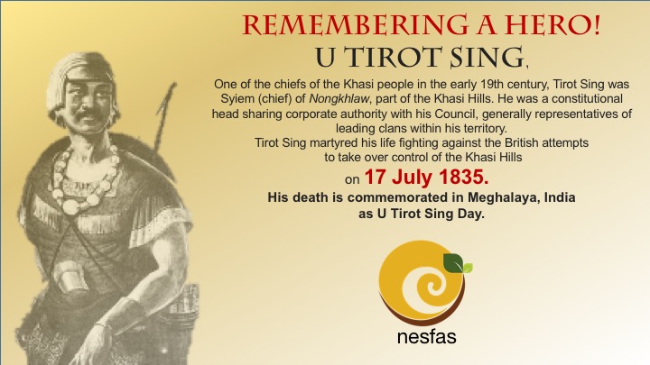 He was the king of the Khadsawphra Syiemship. U Tirot Singh (‘U’ is the masculine article in the Khasi language), one of the constitutionally chosen chiefs or ‘Syiems’ in the province of Nongkhlow (Nongklaw). (2/n)