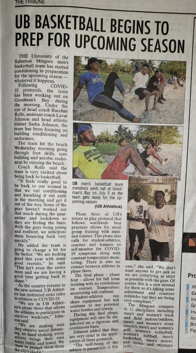 UBMingoes's tweet photo. #UBBasketball in #TribuneSports ... #GoMingoes #basketball #UBMingoes #UBMensBasketball #BahamasBasketball https://t.co/ZxYuhDomnY