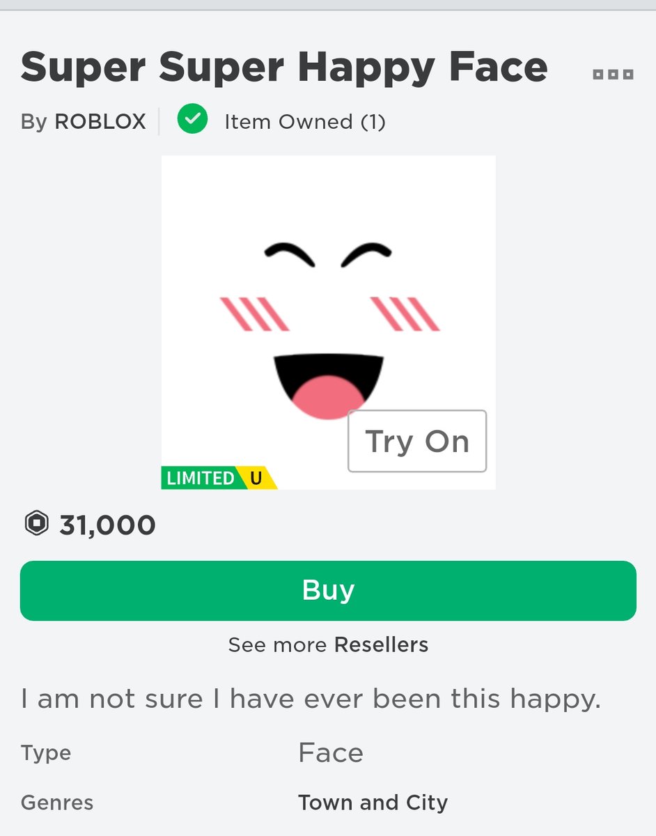 Roblox Limited Super Super Super Happy Face READ DESCRIPTION 