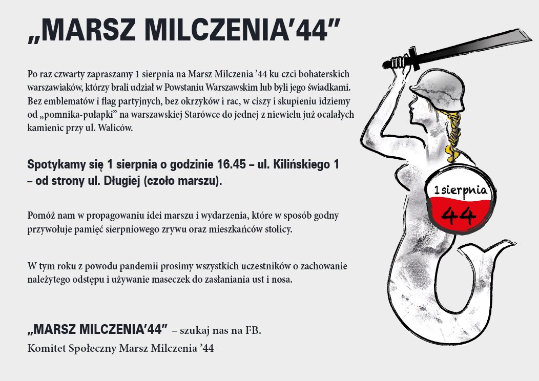 44Marsz's tweet photo. Już wkrótce kolejny Marsz Milczenia’44 - zapraszamy https://t.co/asZH5AJ8Rk