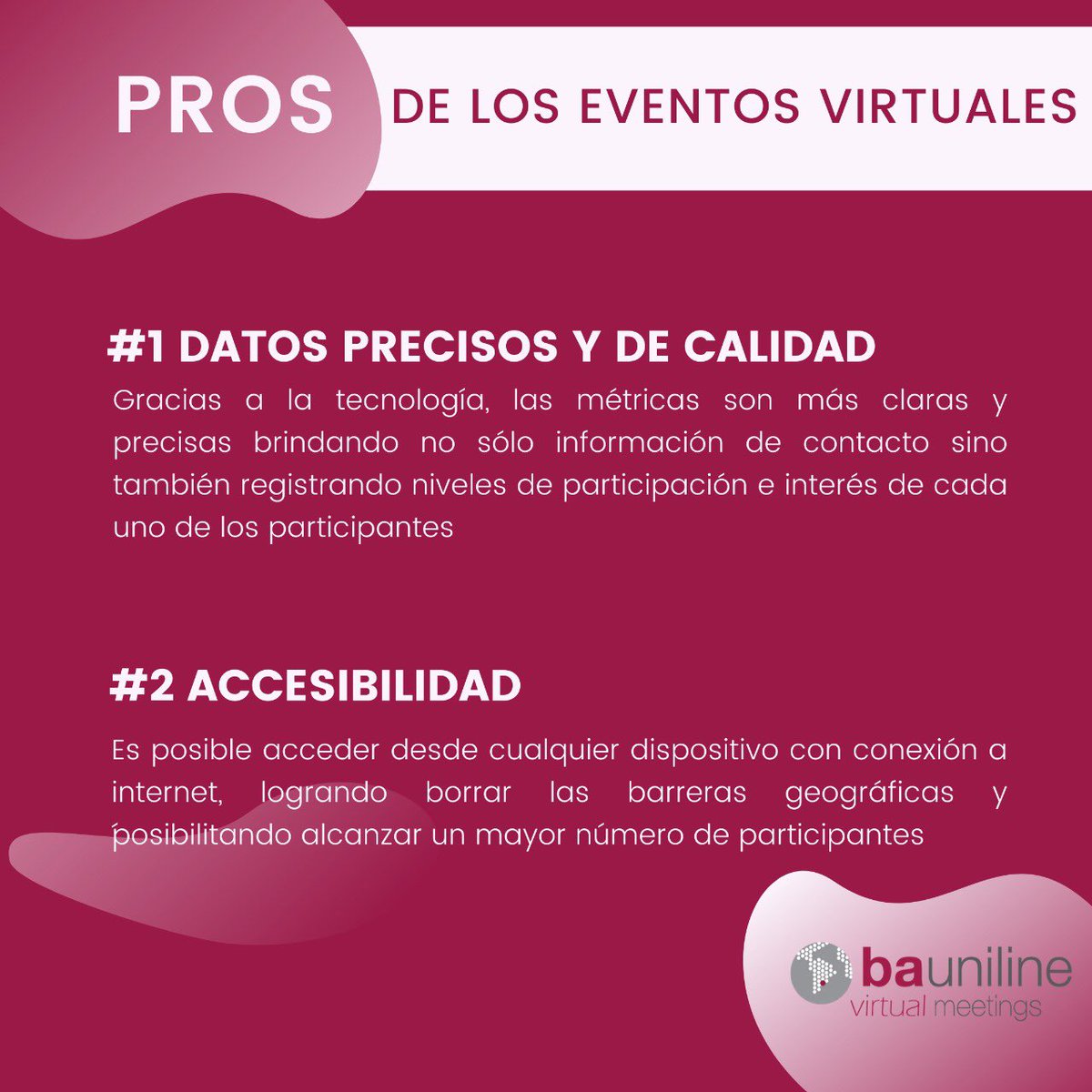 BA_Uniline's tweet photo. Pasar mi evento a virtual...¿sí o no? 🤔

Hay algunos puntos clave para tomar esta decisión. Por eso, hoy les presentamos 5 PROS que dan cuenta de las ventajas que ofrece esta modalidad 

¿Querés conocer más?
Escribinos a 📧info@uniline.com.ar o vía Whatsapp al 📲 11 3288 4473 https://t.co/OxOKtlJx1L