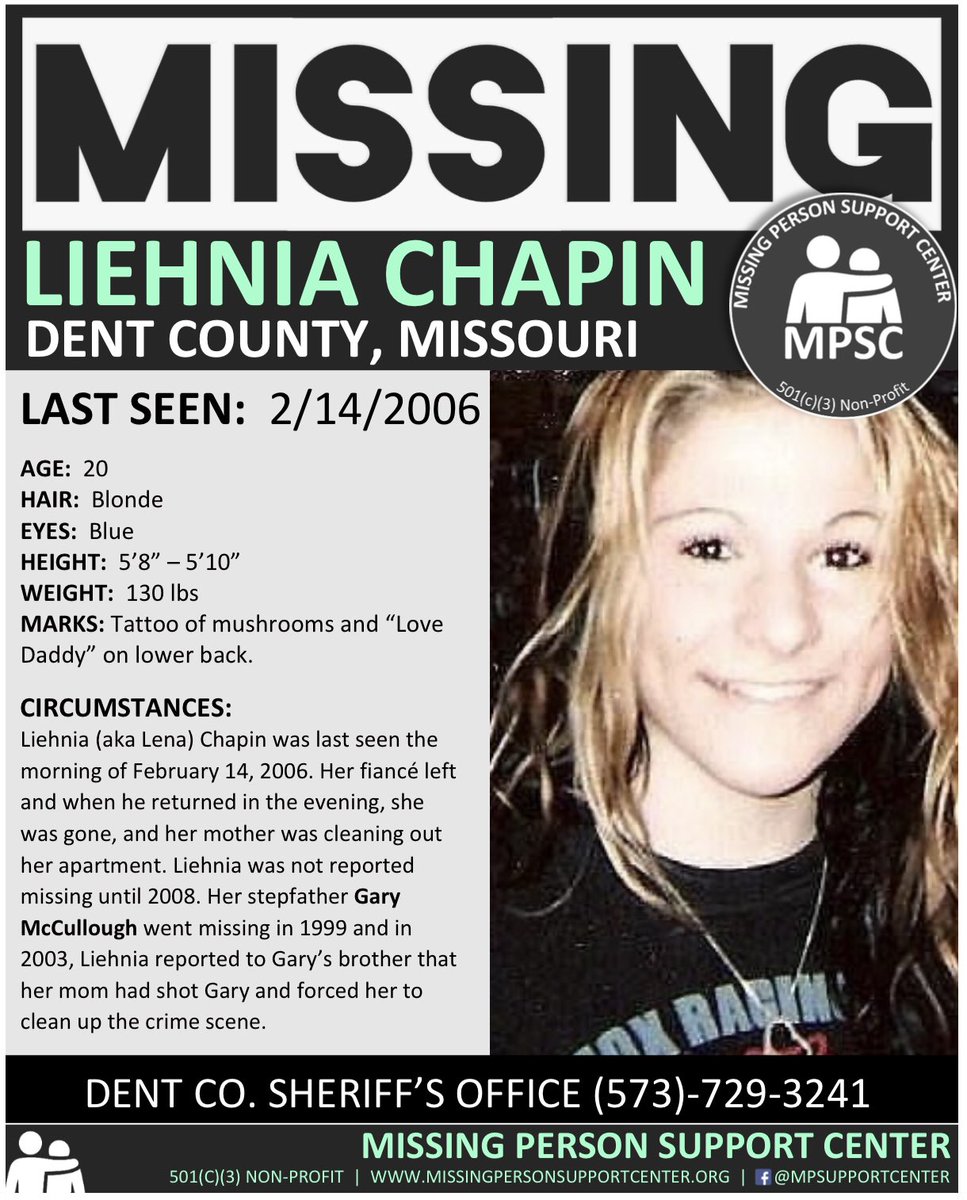mpsupportcenter's tweet photo. LENA CHAPIN’S DISAPPEARANCE: 
5 Facts You Need to Know 
https://t.co/qd2Tfc5mfN
#Missing #MissingPerson #JusticeForLena #JusticeForGary #GaryMcCullough #Unsolved #UnsolvedMysteries #Missouri @Unsolved https://t.co/yK0iYMTcU5