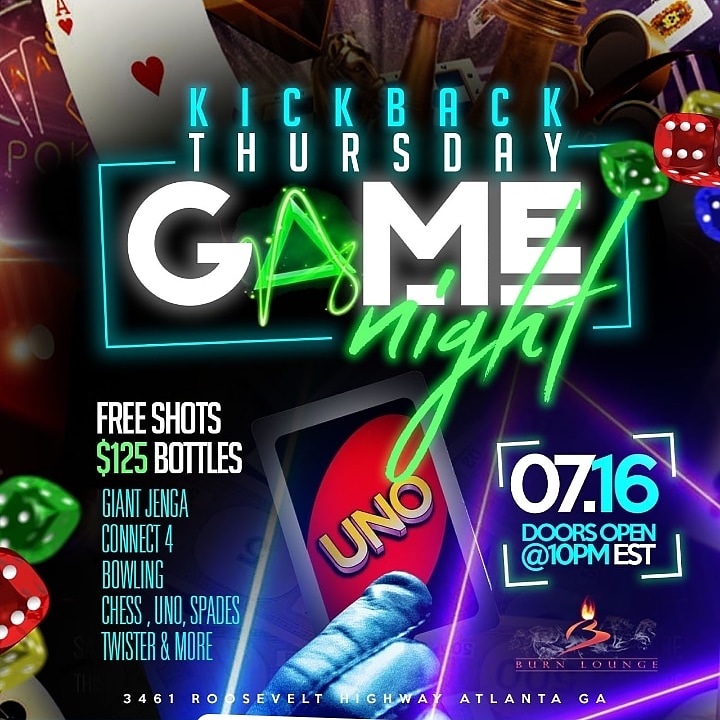 DAREALSOUTHPAW's tweet photo. Game night @burnloungeatl happening right now! Everybody free all night https://t.co/tOgLFofvfk
