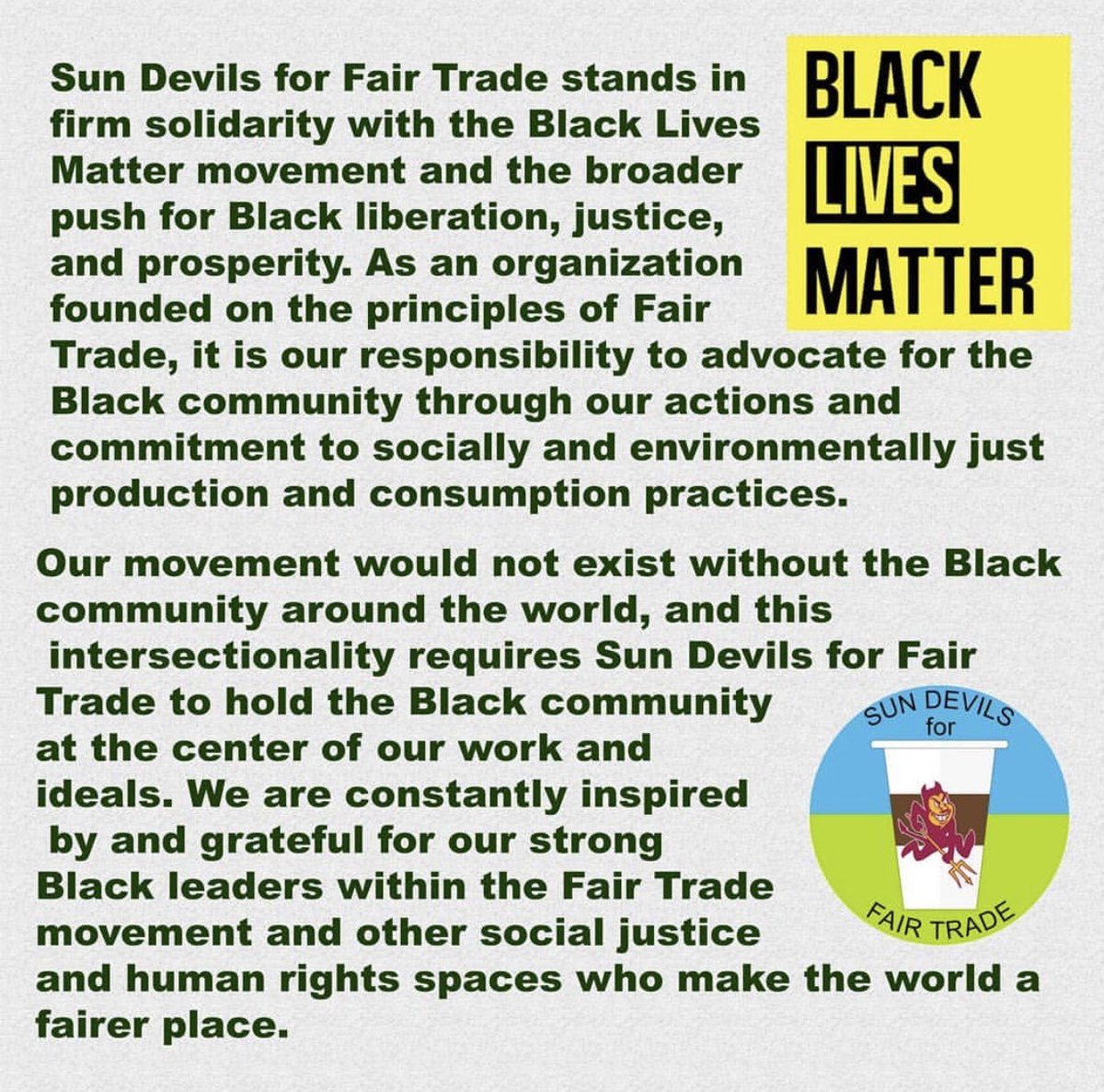 sba_asu's tweet photo. Reminder that #BLM is still and always will be relevant! There is so much work that still has to be done to find justice for the Black community. We’ve compiled a non-exhaustive list of Black-owned businesses in the US sourcing #fairtrade products and ingredients. https://t.co/VHlLp59Tp8