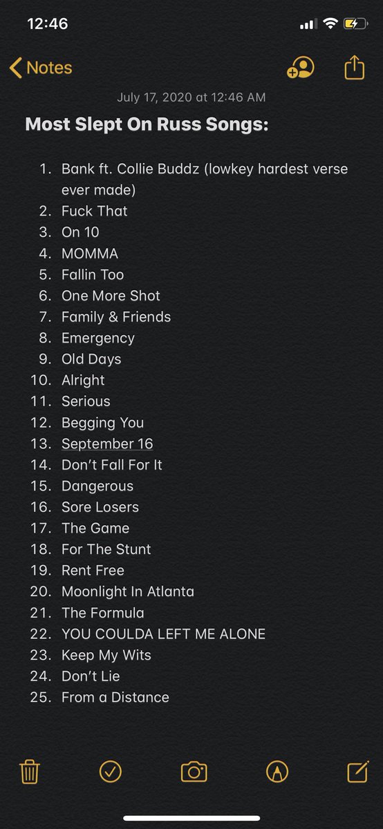 AndrewMay_21's tweet photo. @russdiemon @russdiemon this is the only list that has ANY validity. Bank is hardest slept on verse you have. #RussTop25 https://t.co/RvdV5fbKxm