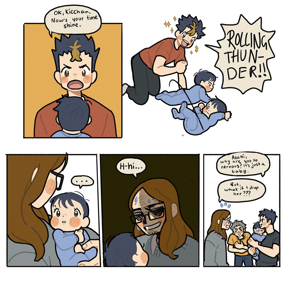 Tanakiyo baby au!! Imagine all the crazy uncles she'd have. #haikyuu 