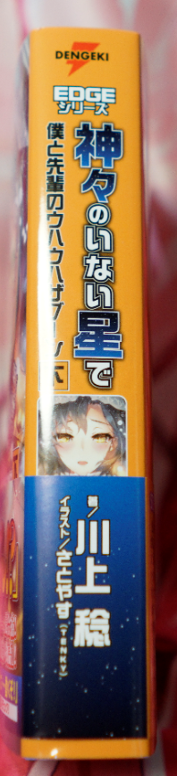 神々の全体としては、こちら参照。
主人公と、ポンコツ系女神の"先輩"が行う天地創造。アイコントークなので、読みやすいと好評です。
なお、今回はカバーのベースカラーがオレンジ。なので棚差しの場合はオレンジ狙いで。カバー裏SSもオレンジでマー派手。 