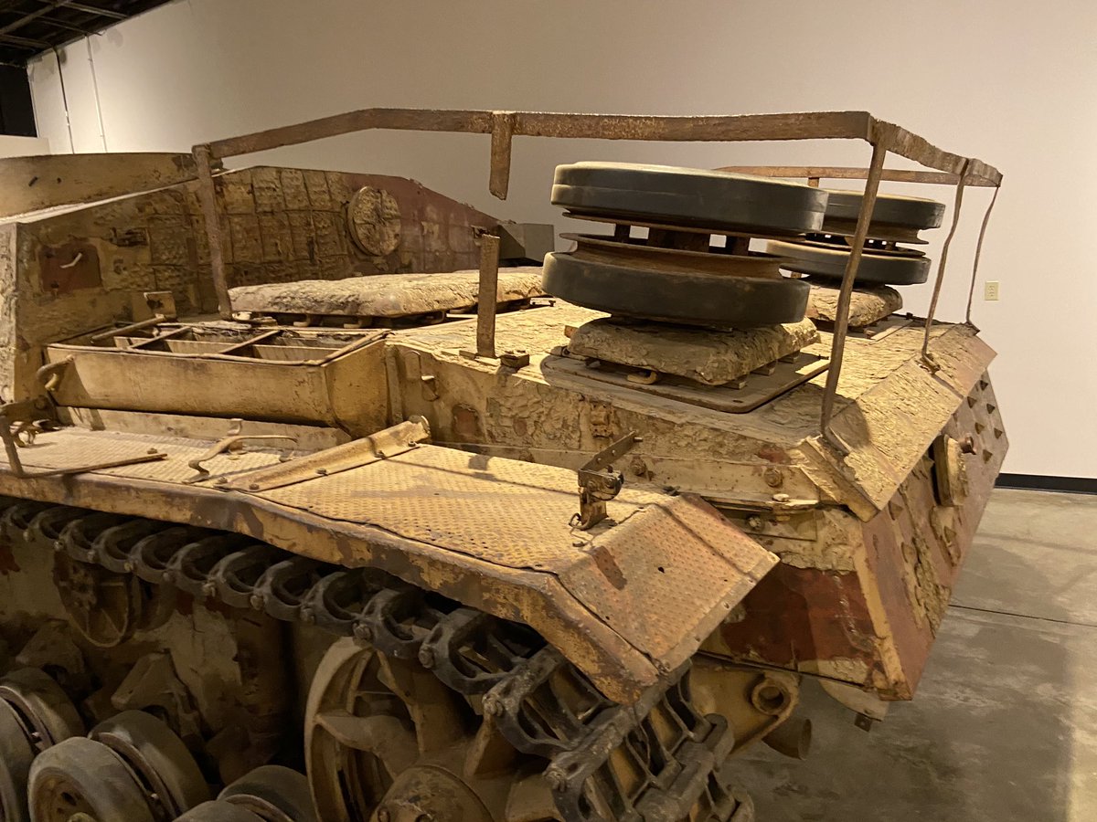 My favorite non-Patton item that they had on display is this German StuG. It got stuck in the marshes of northern Russia in March 1944 & was then abandoned by the Germans. It was recovered in 1994 after being underwater for 50 yrs. The front left fender shows battle damage.  #WWII