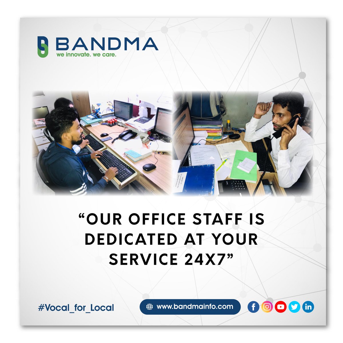 bandma_india's tweet photo. Our Staff Is Dedicated At Your Service 24ร7.๐จโ๐ป๐ค
@bandma_india
Visit:- https://t.co/6MNWZRC5iQ
#ingenuityatwork #vocalforlocal #staff #service #Bandmapackaging #innovation #technologyoriented #makeinIndia #selfreliant #india
#automaticpackagingmachines #engineering https://t.co/QCz1NLCWog