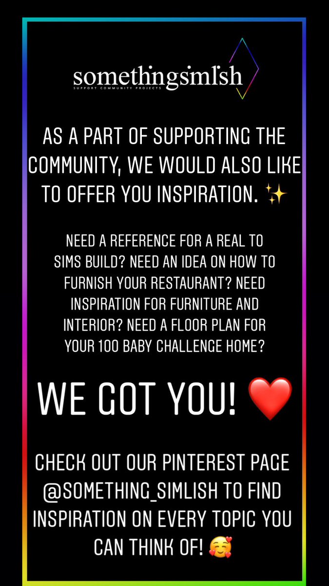 some_simlish's tweet photo. Any of you in need of some inspiration? ☺️ We got a whole new #Pinterest account, filled with inspiration for #TheSims for everyone and everything! Take a look: https://t.co/wj8VPASmuG ❤️ #Simspiration #Sims4Builders #SimmerCommunity #ArchitectureInspiration https://t.co/595zqMew1U