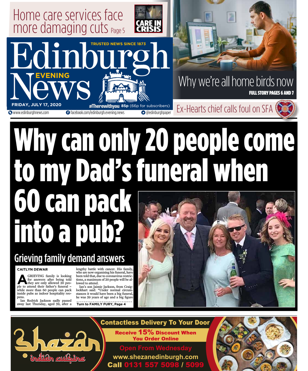 edinburghpaper's tweet photo. Good morning #Edinburgh! Here is the front page of your @edinburghpaper on Friday, July 17.
https://t.co/AnMulMoKze https://t.co/akfmqOVIbQ