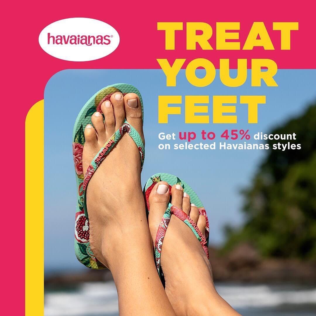 AyalaCentrio's tweet photo. We know that you've been staying at home. Havaianas is giving us a treat with 45% off on your number one home buddy! It's time to give your feet extra comfort. Visit us at the nearest Spruce store while you do your errands, don't forget your mask.
#SprucePH
#HomeInHavaianas https://t.co/v0HtamYQn2