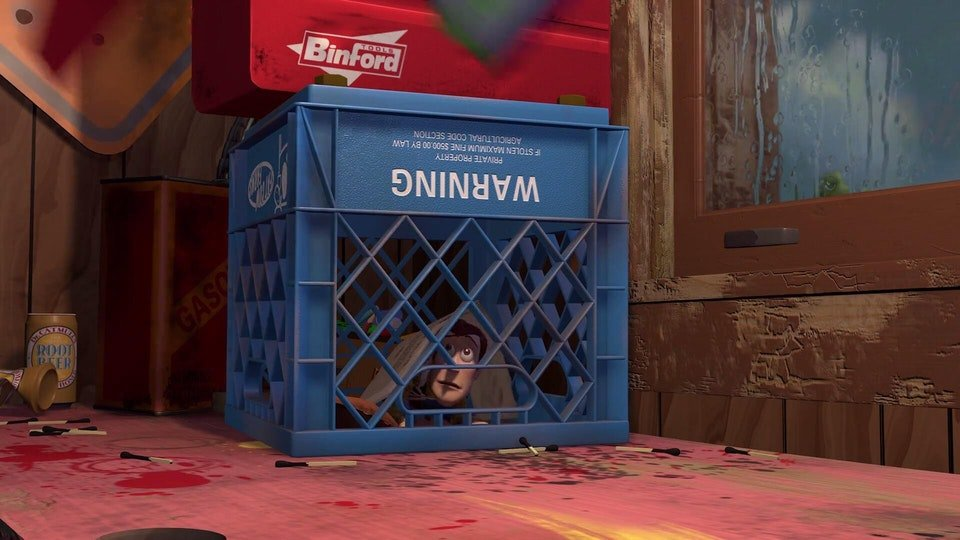 FilmEasterEggs's tweet photo. In 'Toy Story' (1995), Woody is trapped in a crate which is stuck under a ‘Binford’ tool-box

Binford is the fictional tool company in the TV show 'Home Improvement' which starred Tim Allen, the voice of Buzz Lightyear https://t.co/tpnP8X9gbj
