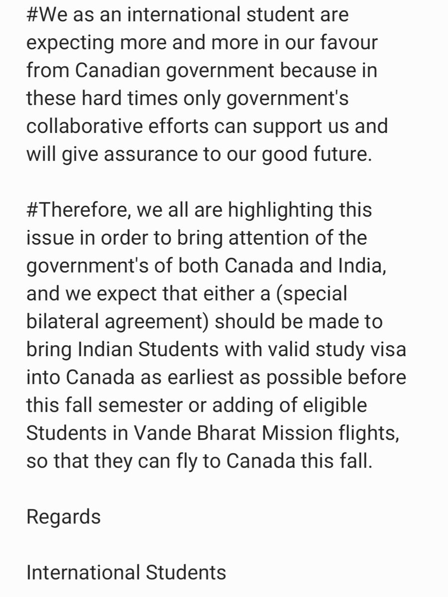 arshdee89221235's tweet photo. Dear Prime Minister,

Mr. Justin Trudeau @JustinTrudeau, Canada Border Services Agency @CanBorder and Marco E.L. Mendicino

As you know well that fall intake is coming near, we international students are truly concerned about our future plans as well as study in Canada. https://t.co/feuwkXi2f8