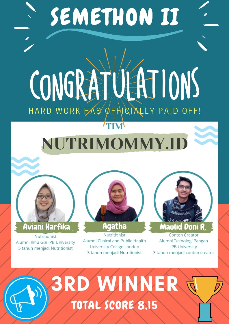 Selamat kepada para pemenang SEMETHON II 2020👏👏 👏

@sababhumi - 1st Winner
@makan_baik - 2nd Winner
@nutrimommy.id - 3rd Winner

Dan juga 

Teruna Dedare Lombok - Juara Favorit Social Media
@madunesia.id - Juara Favorit Mentimeter
