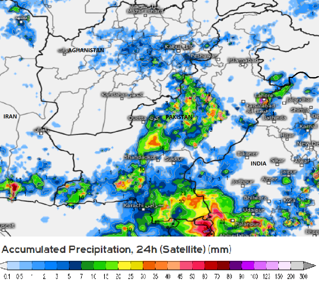 butt_sikandar1's tweet photo. Highest #Rainfall in mm during last 24h: #Sindh (#Chachro 26 #Chhor 15 #Islamkot 13
#Punjab (#Bhakkar 49 ,#Lahore 41 ,#Layyah 30,Kot addu 17
#Balochistan: #Sibbi 17,#Lasbella 10
#Weather #Pakistan https://t.co/MC9ifH8Yrq