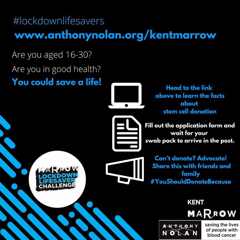 Aged 16-30 and want to help save lives during lockdown?   
Due to COVID-19 there has been a decrease in sign ups to the stem cell register. Anthony Nolan urgently need to recruit more individuals to the stem cell register.
It’s easy to sign up, just follow the instructions below.