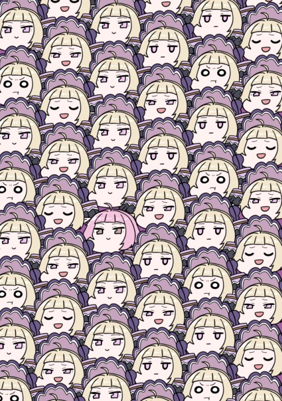 blonde hair clone 6+girls multiple girls smile open mouth closed eyes  illustration images