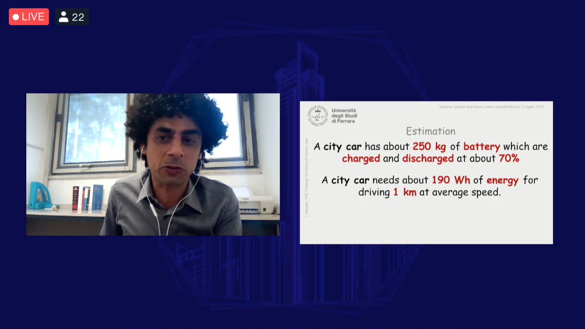 motus_e's tweet photo. Sapevate che una batteria al litio convenzionale produce un driving range di circa 160km?

Ne sta parlando il Prof. Associato di Chimica e Fisica #JussefHassoun dell'@UniFerrara LIVE su #entranelfuturo, parlando del “Presente e futuro delle batterie” #MotusE #eMobility https://t.co/uZTvqDOmeA