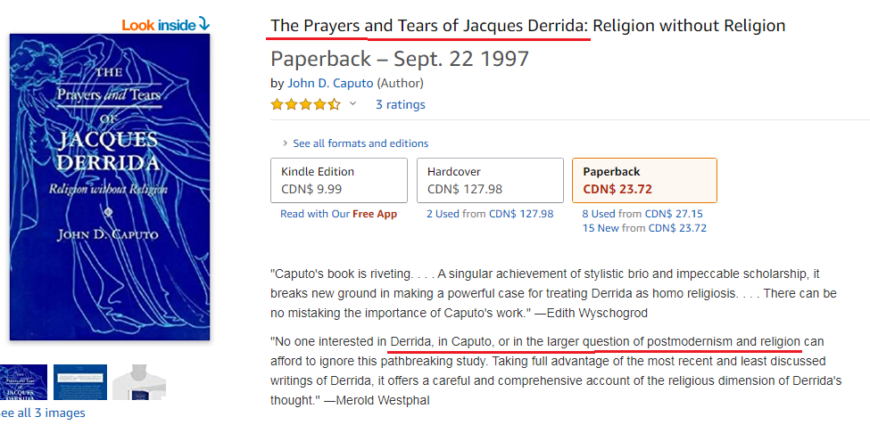 4/In "The Prayers and Tears of Jacques Derrida" from 1997, Caputo attempts to bring deconstruction further into Christianity. Those who saw my thread on deconstruction (I'll link below) will recognize the importance deconstruction to postmodernism. https://twitter.com/wokal_distance/status/1283646877699731456?s=20