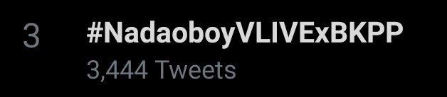 BkppTrendto's tweet photo. เวลา 18.00 น.
อันดับที่ 3
 #NadaoboyVLIVExBKPP https://t.co/NkAWw9x20L