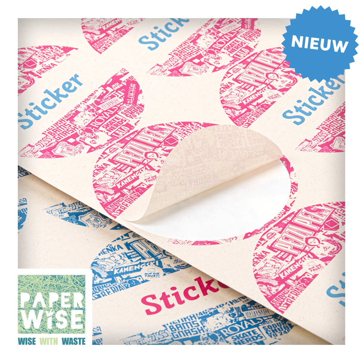 printenbind's tweet photo. Een keer wat anders dan een witte sticker? Kies dan voor onze nieuwe kraft stickers! Deze stickers zijn van Paperwise papier en 100% gemaakt van landbouwafval. Zélfs de lijm van de sticker is volledig composteerbaar! Daarom zijn deze stickers zeer duurzaam. https://t.co/qN1gzpkx2Y