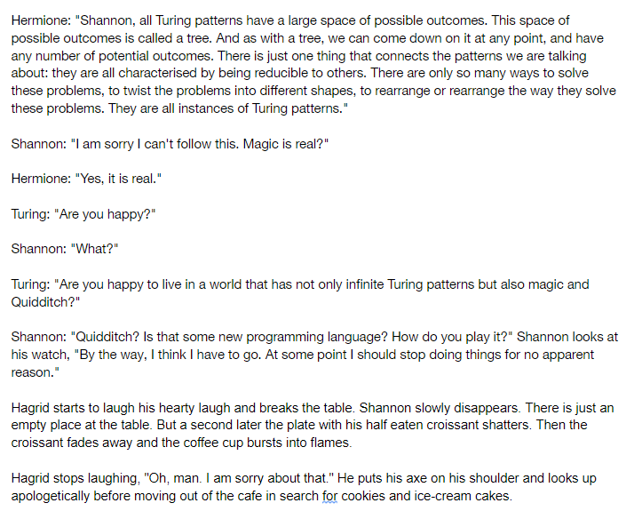<a href="/quasimondo/">Mario Klingemann💧💦</a> I am so, so sorry. I could not resist adding a single sentence and watching this beautiful meeting between Alan Turing and Claude Shannon descend into madness.
