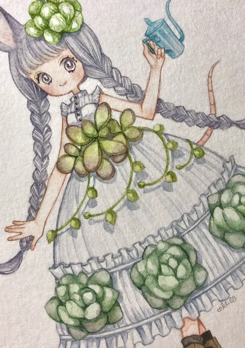#女の子のイラストだけで興味を持ってくれる方へ届け
透明水彩でおんなのこを描いています? 