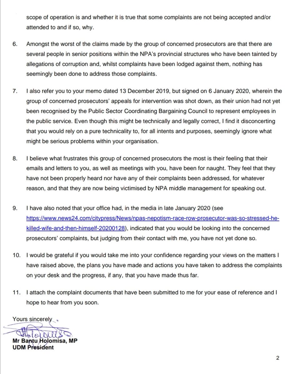 BantuHolomisa's tweet photo. What is going on at the @NPA_Prosecutes? Prosecutors are angry still at alleged racism, nepotism and corruption. The #NPA seems to be failing under #ShamilaBatohi's watch. We asked her some pointed questions. #AddressTheMess https://t.co/L4W75rinuA