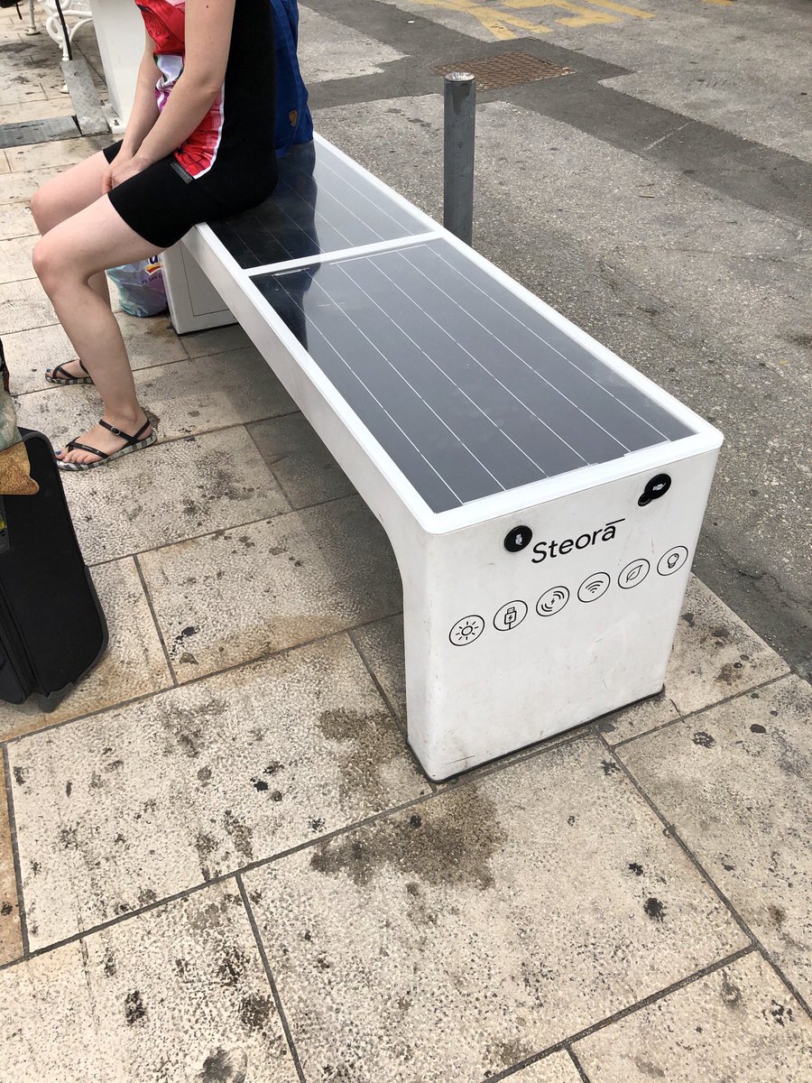 ConnectEconomy's tweet photo. Solar powered bench by @include_ltd spotted in Split, Croatia - to charge your phone and get free WiFi βοΈ #SmartCities #solarpower ππ»ππ»ππ» https://t.co/uoCPpXdETk
