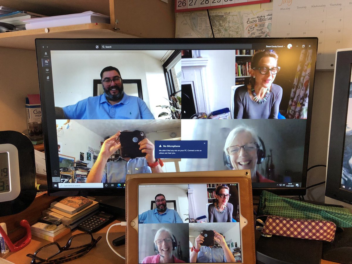 CoxonGeorge's tweet photo. I’m almost (but not quite😬) getting the hang of #MSteams with 2 excellent mtgs today. Great workforce / #socialcarenursing scoping with #DevonSTP Chair Dame Suzi Leather, exec lead Simon Tapley & @WhittakerMargot then @NHSDevonCCG @DPT_NHS #mentalhealth for care staff mtg 🎉😇 https://t.co/A8Ak64A8YM