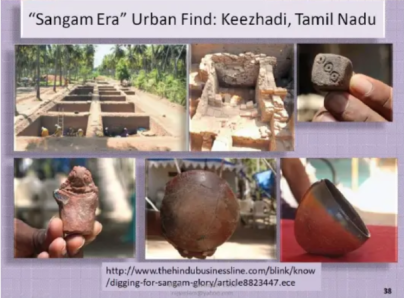 19/nAs per  @RajVedam1 The excavation in Keezhadi, Tamil Nadu, based on the studies and available data, the carbon dating should be in an interval of 821 BCE to 2974 BCE for the terminus layer. https://www.thenewsminute.com/article/major-discovery-tamil-nadu-s-keezhadi-possible-link-indus-valley-civilisation-109165 https://www.academia.edu/40396717/Analytical_Inferences_from_Carbon_Dating_Samples_at_Keezhadi