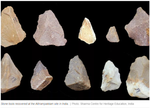 17/nStone tools found in Attirampakkam, Tamil Nadu dates back 350KYears debunking theory that homo-erectus exting 600Kyear ago and modern man came into being 80kYear before. @RajVedam1  https://thewire.in/science/stone-tools-found-tamil-nadu-suggest-humans-left-africa-much-earlier