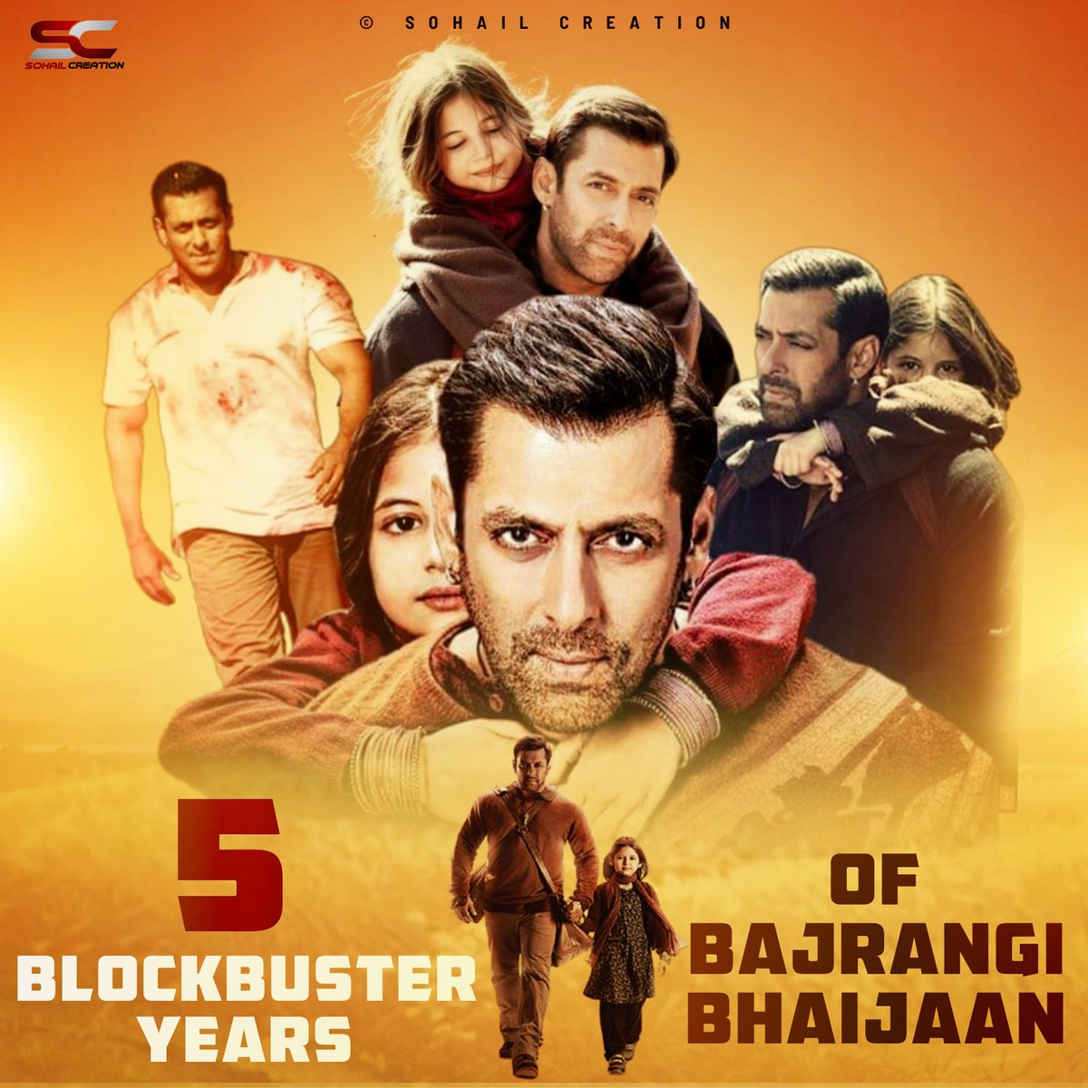  #5YearsOfBajrangiBhaijaanALL TIME BLOCKBUSTER, Bajrangi Bhaijaan turned 5 years today. The Eid 2015 saw the Best Eid Release by far. Bajrangi Bhaijaan is not only the best film of previous ( 2010 - 2019 ) Decade but also the best film of the century.