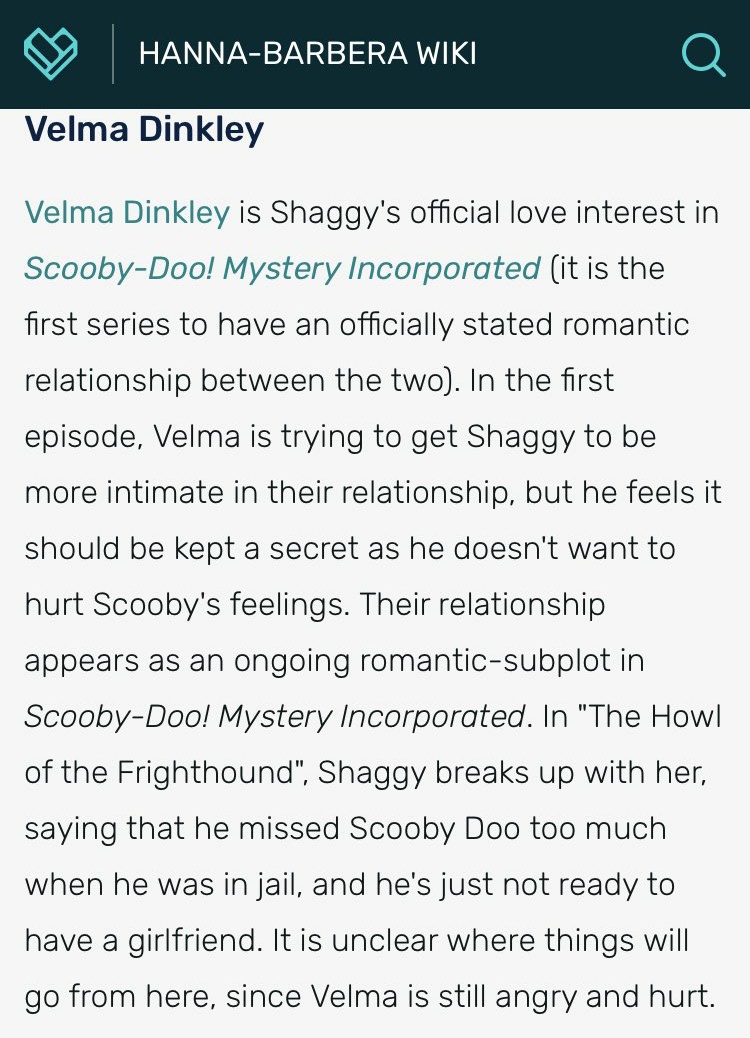 _boneslime's tweet photo. In Scooby Doo Mystery Incorporated, Velma and Shaggy's relationship doesn't work out because she is canonically a lesbian, and he is a zoophile. I'm so proud of both of them. https://t.co/NTnunCB055