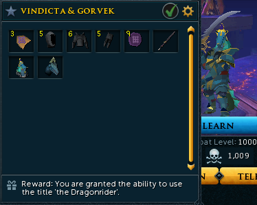 Saphira3883's tweet photo. Finally got the vindy pet I wanted! Log complete at 1,009 kills. Can you say crappy lance luck? @RuneScape #Runescape #Rs3 #Runescape3 #BossLog #PvM #Bossing #bosspets #thedragonrider https://t.co/YLlMtDQLy1