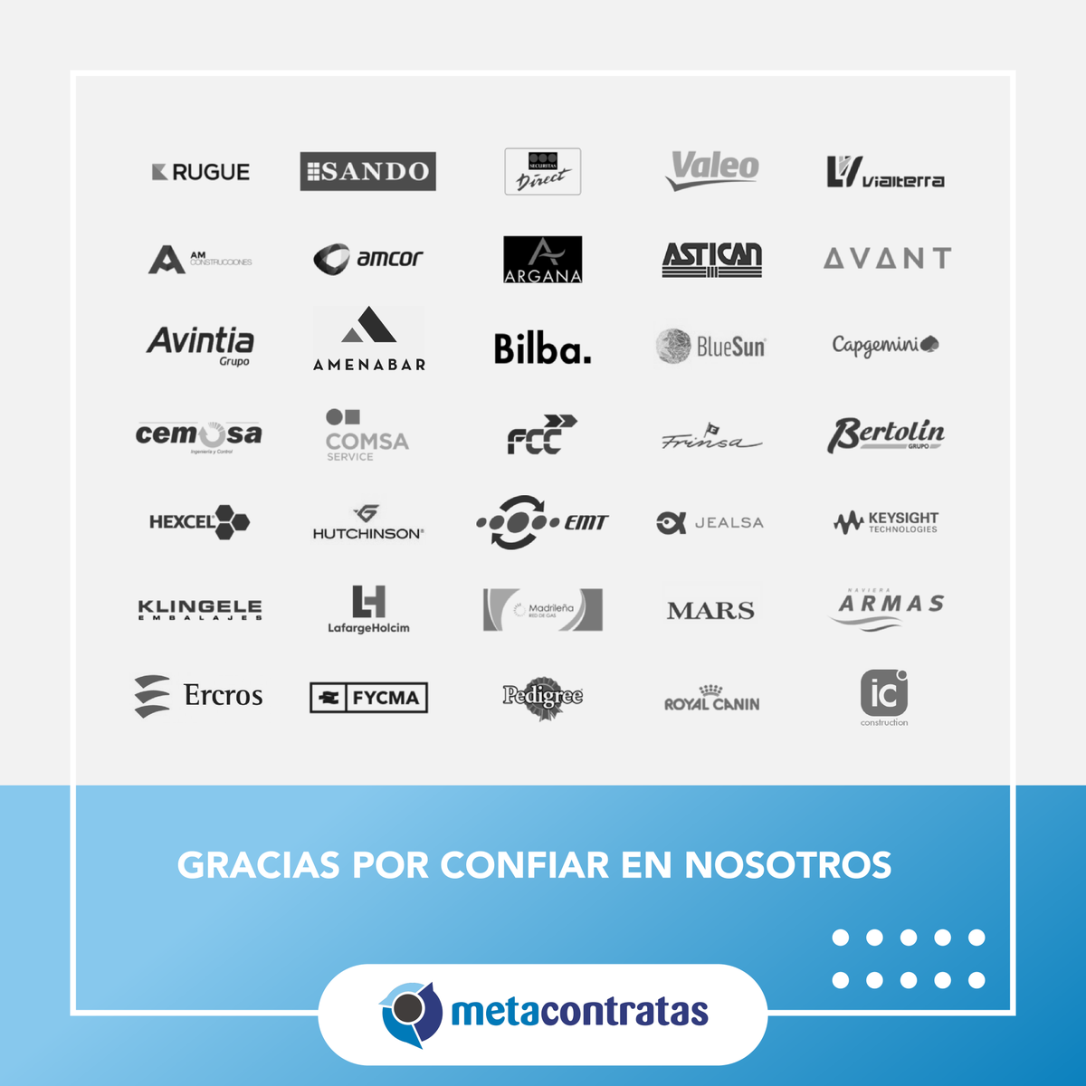 MetaContratas's tweet photo. Una vez más, gracias por confiar en nosotros en temas tan importantes, como el bienestar y seguridad de vuestros trabajadores 👏
.
.
#Gracias #PRL #Prevención #MetaContratas #Clientes https://t.co/V72A9QwnBb