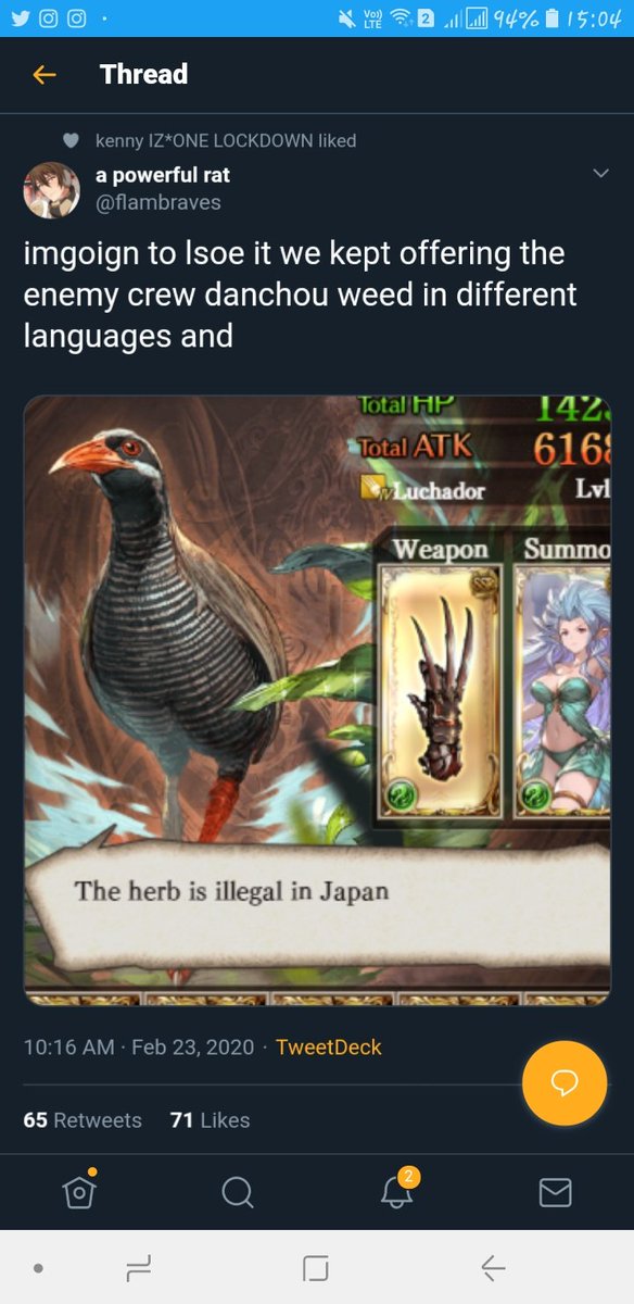 21. Not only did this ALSO happen in GW season, this is an actual skin in Granblue Fantasy for the main character. A bird.