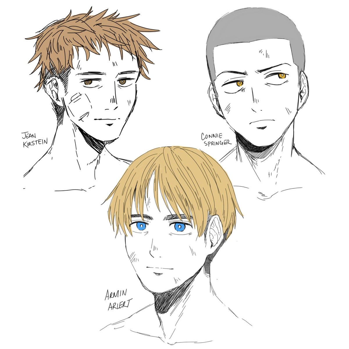 i love them a lot :( #snk #arminarlert #jeankirstein #conniespringer #myart 
