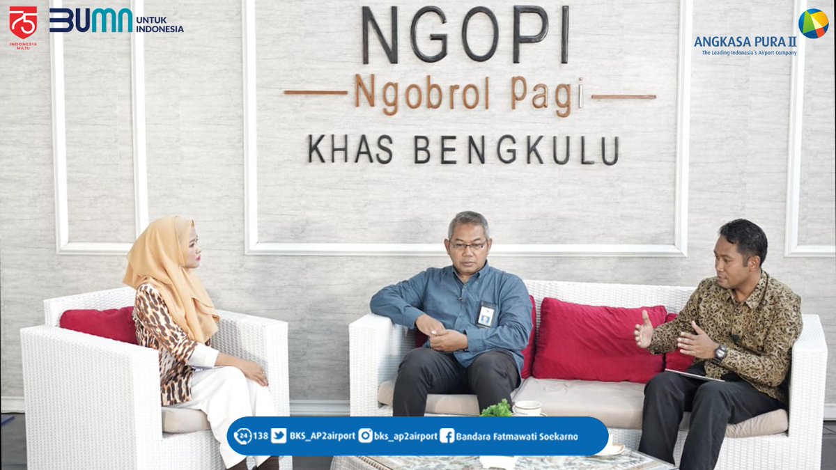 BKS_AP2airport's tweet photo. NGOPI (NGObrol PagI) di @betvbeken dgn tema SOP Penumpang Pesawat di Masa New Normal, brsama EGM @BKS_AP2airport &amp; Branch Manager Garuda Indonesia Area Bengkulu

"Bepergian itu mudah, selamat, aman dan nyaman selama kita disiplin menerapkan protokol kesehatan" 😊

#newnormal
#ap2 https://t.co/E6WJgQuBBT