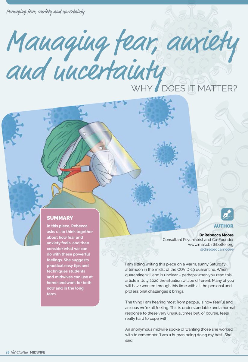STUDENT MIDWIVES &amp; MIDWIVES in latest <a href="/TSM_Journal/">The Student Midwife Journal</a> 📖 <a href="/dr_bjm/">Bjm Dr</a> offers an insight into FEAR &amp; ANXIETY, &amp; suggests practical easy TIPS and techniques students and midwives can use at home and work for both now and in the long term 🌈all4maternity.com/managing-fear-… <a href="/birth_better/">Make Birth Better</a> 1/3