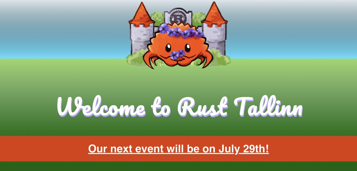 RustTallinn's tweet photo. 🎉Our next event is happening already on the 29th of July 🎉

RSVP at https://t.co/qT38D7CRYx https://t.co/7XvXcSsXVm