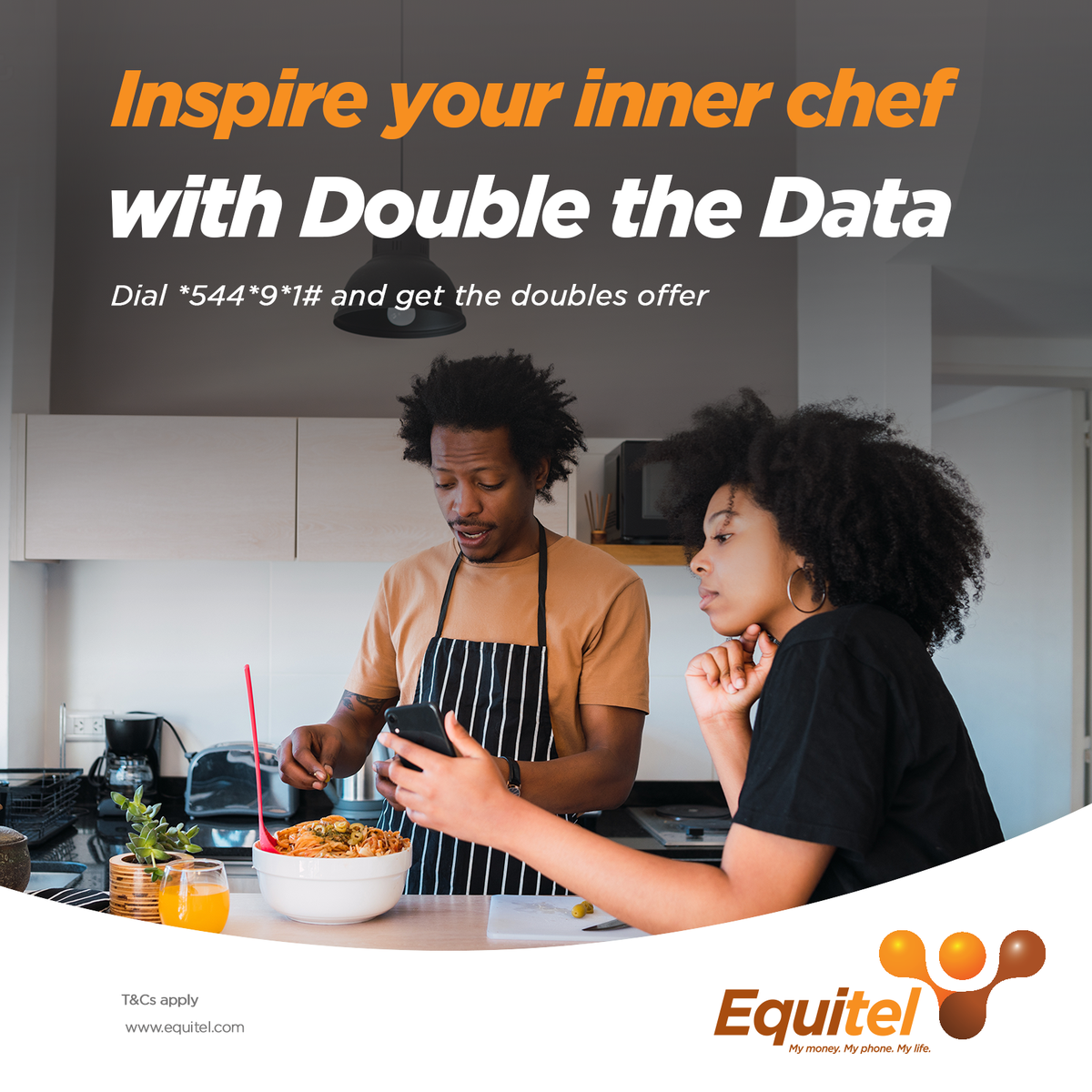 KeEquityBank's tweet photo. Download easy and quick food recipes this Friday with double the data, and switch things up in your kitchen as you stay home. 

Just dial *544*9*1# to purchase your preferred bundle and enjoy double the data. T&amp;Cs apply.
#doubledataFriday #stayonlinelonger https://t.co/b0Wh49pECK