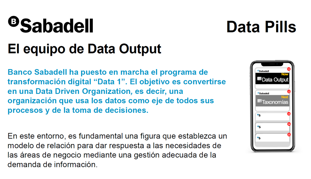 BancoSabadell's tweet photo. #SabadellData | En @BancoSabadell hemos impulsado Data1 para transformar nuestra entidad en una #DataDrivenOrganization. En este entorno, es fundamental la figura de #DataOutput. Conoce aquí sus funciones y qué proyectos gestiona https://t.co/ivElkrQ2B7 #SomosSabadell https://t.co/4TXWB5aD1a