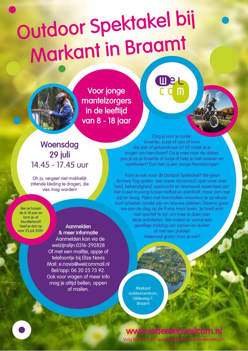 Heb jij zin om even lekker los te gaan? Een middagje vol met gave en gezellige activiteiten samen met andere jonge mantelzorgers? Meld je dan nu aan voor het Outdoor Spektakel bij Markant in Braamt. Helemaal gratis! Kom je ook? #iedereenwelcom #jongemantelzorgers