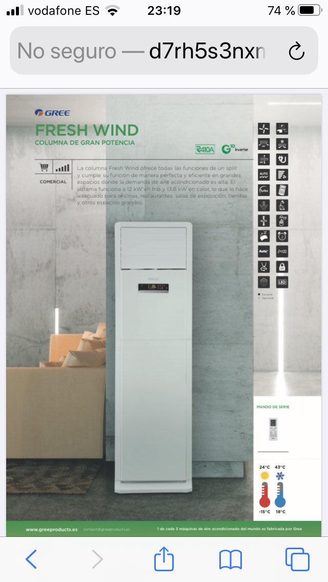 Disalcli's tweet photo. #disalcli #Gree #BuenosDías #FelizFinde #FelizViernesATodos #Airturia #Fresh #Wind
#Columna de gran potencia El sistema funciona a 12 kW en #frío y 13,6 kW en #calor, lo que lo hace adecuado para #oficinas, #restaurantes, #salas de #exposición, #tiendas y otros espacios grandes. https://t.co/pMijkah7Lq